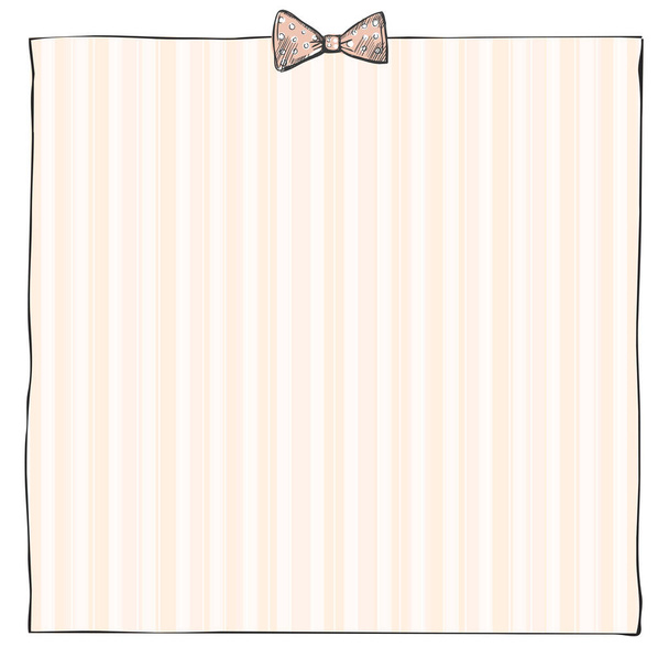 Doodle graphic simple frame with bow and striped background - Vektör, Görsel