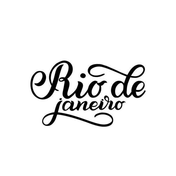 Απομονωμένα σε λευκό λογότυπο της πόλης. Μαύρο σήμα ή λογότυπο. Καλλιγραφία vintage έμβλημα σε στυλ grunge. Μεγάλος για t-shirts ή αφίσα. Ρίο ντε Τζανέιρο, Βραζιλία - Φωτογραφία, εικόνα