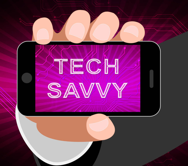 Tech Savvy Digital Computer Expert 2d kuvitus tarkoittaa Hitech Smart Professional teknistä asiantuntemusta
 - Valokuva, kuva