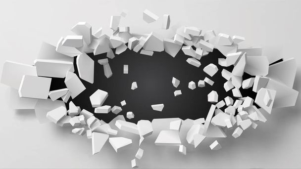vectorillustratie van exploderende muur met vrije ruimte op center voor een object of de achtergrond - Vector, afbeelding
