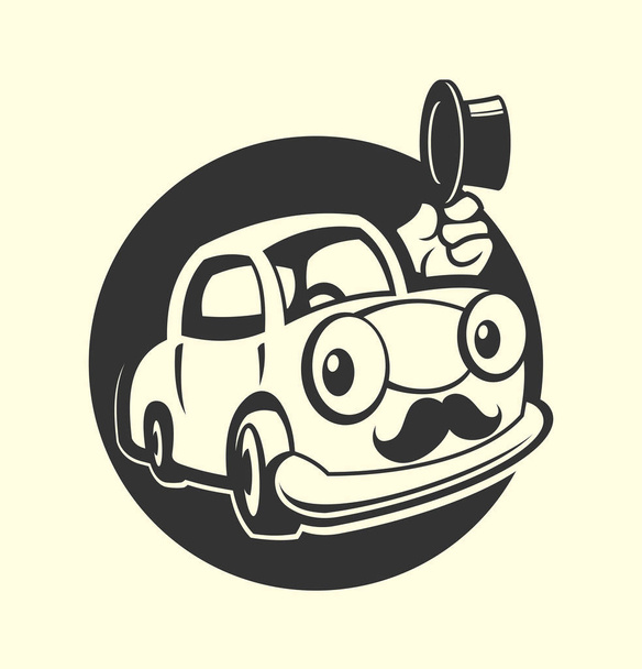 Samochód z ikoną wąsy - Wektor, obraz
