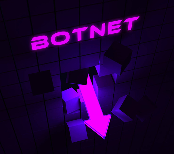 Botnet nelegální podvod sítě podvod 3d vykreslování ukazuje počítač počítačové trestné činnosti hackování a Spyware soukromí rizika - Fotografie, Obrázek