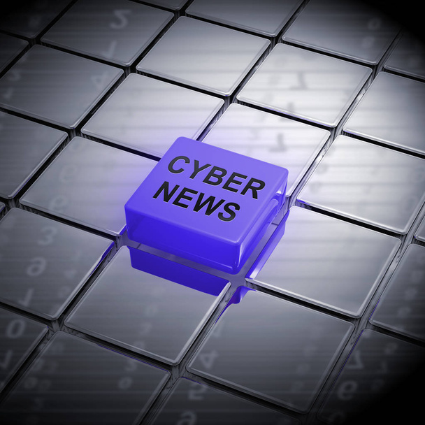 Cyber News Breaking Digital Headlines 3d Rendering Shows Internet Media Report Publishing And Newscasts - Photo, Image