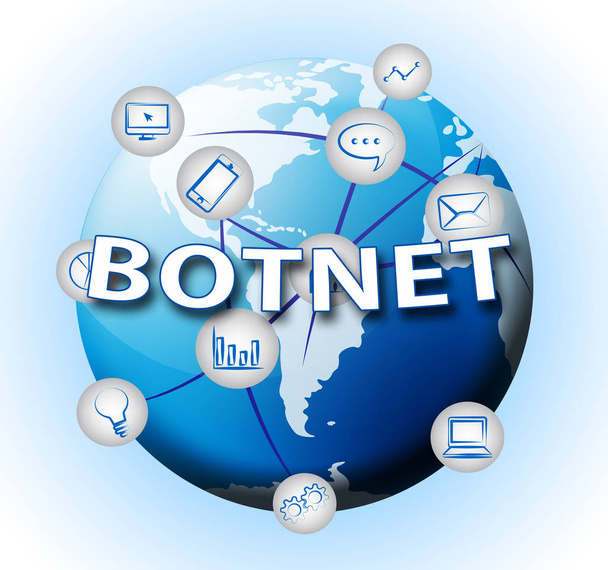 Botnet Scam ilegal rede fraude 2d ilustração mostra computador cibercrime pirataria e spyware risco de privacidade
 - Foto, Imagem