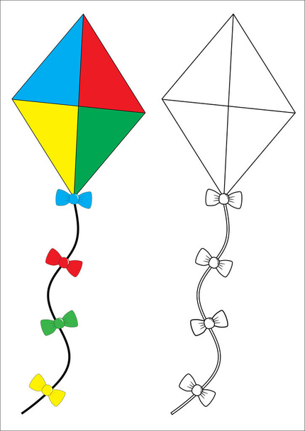 ¡Kite! Libro para colorear, juego para los fids. Ilustración vectorial
. - Vector, imagen
