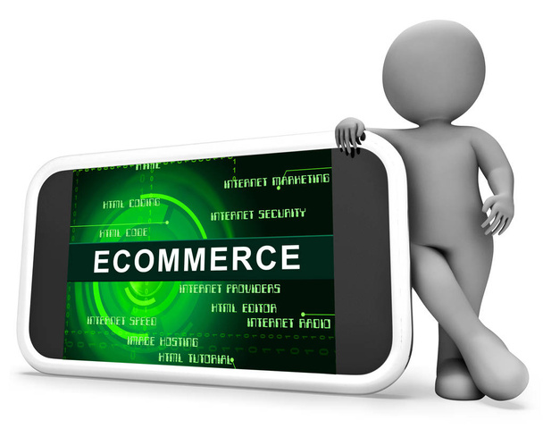 E-Commerce-Plattform Virtual Marketplace Portal 3D-Rendering-Shows mit einem virtuellen E-Store zur Präsentation von Software oder Produkten - Foto, Bild