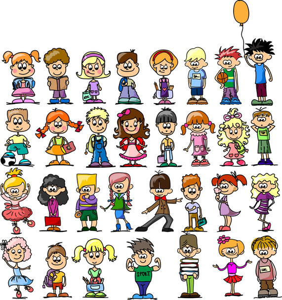 Cute happy cartoon kids - Διάνυσμα, εικόνα