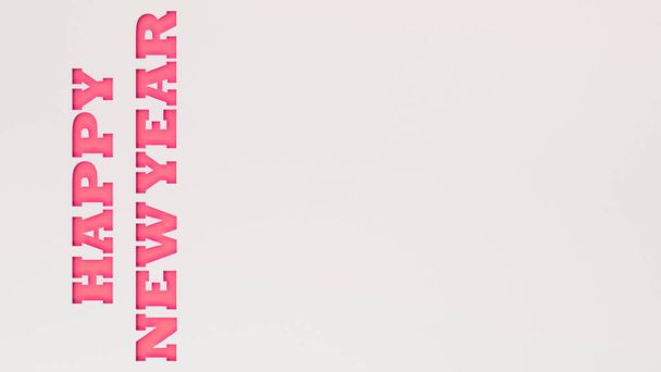 Rojo Feliz Año Nuevo palabras cortadas en papel blanco. Ilustración de representación 3D
 - Foto, imagen
