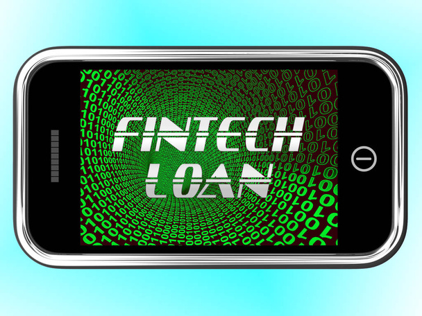 Fintech leningen P2p krediet 3d Rendering Shows Online geld microkrediet of leningen virtuele transacties - Foto, afbeelding