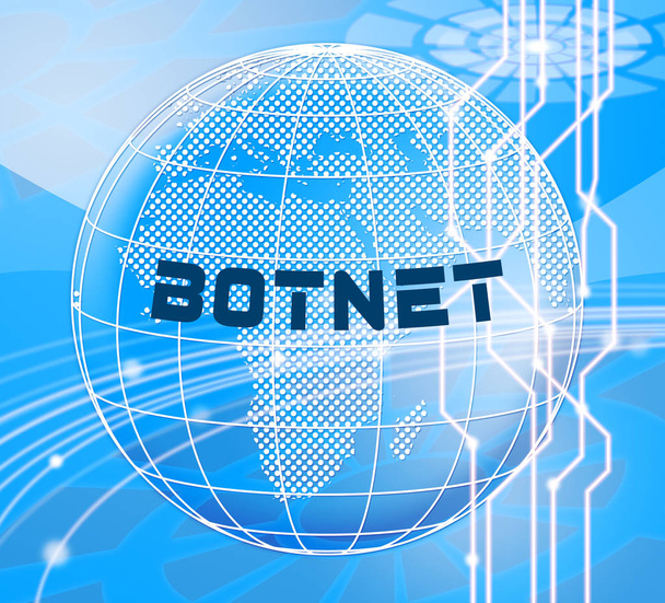 Botnet Illegal Scam Network Fraud 3d Illustration montre la cybercriminalité informatique piratage et logiciels espions Risque pour la vie privée
 - Photo, image