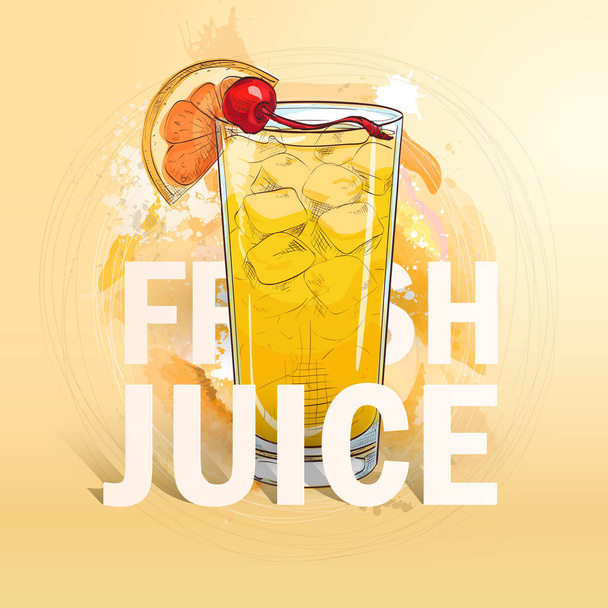 Summer fresh juice cocktail - Вектор,изображение