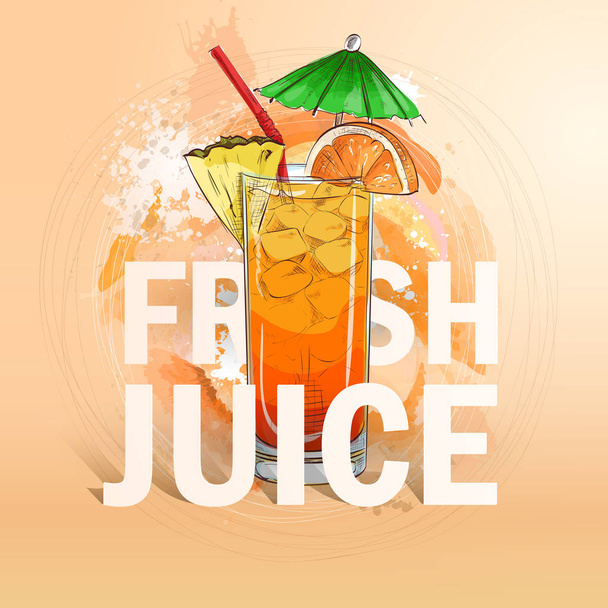 Summer fresh juice cocktail - Вектор,изображение