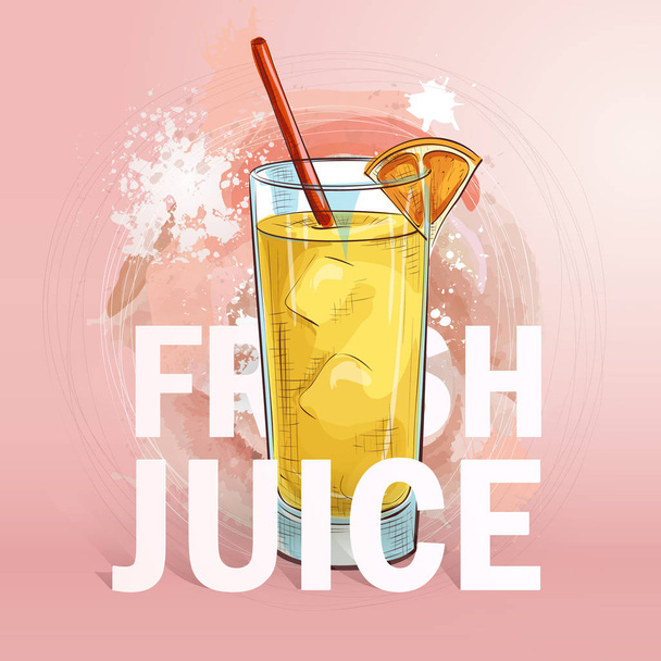 Summer fresh juice cocktail - Διάνυσμα, εικόνα