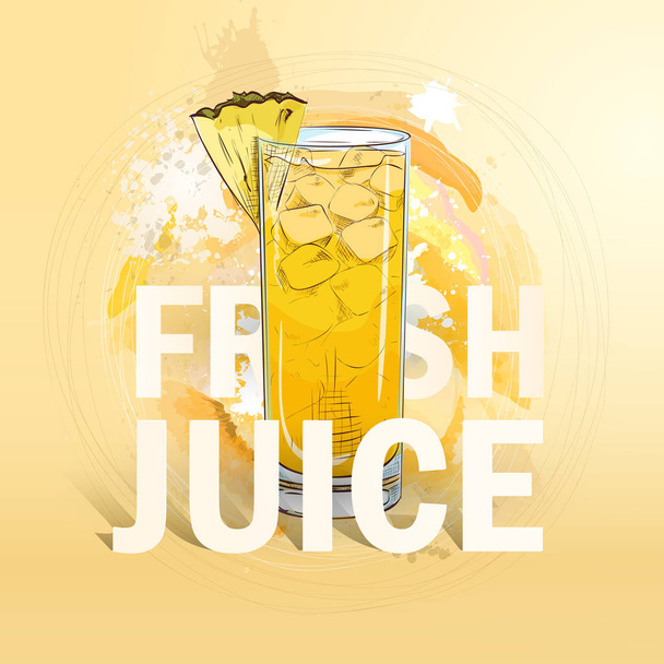 Summer fresh juice cocktail - Διάνυσμα, εικόνα