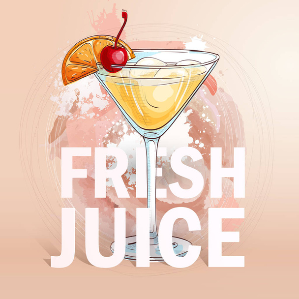 Summer fresh juice cocktail - Vector, Imagen