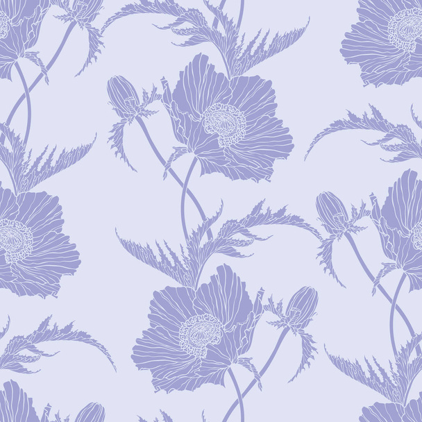 Seamless pattern with poppy flowers - Wektor, obraz