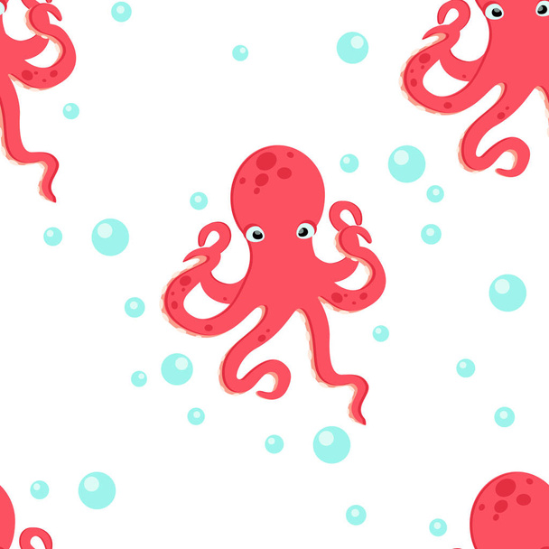 Raster  pattern, background with cute octopus  - Фото, зображення