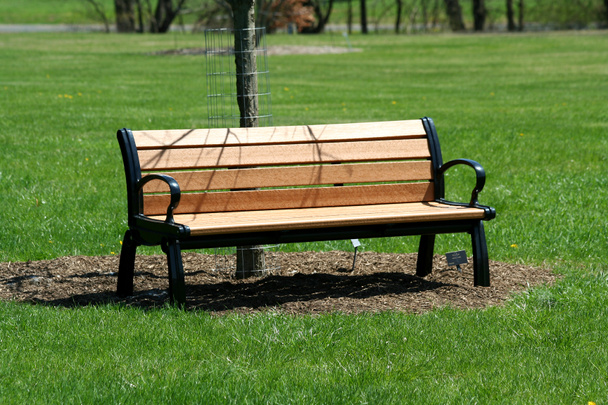 puinen penkki puistossa - Valokuva, kuva