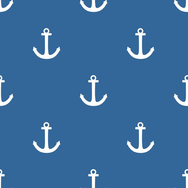 Padrão de vetor marinheiro telha com âncora branca no fundo azul marinho para decoração sem costura papel de parede - Vetor, Imagem