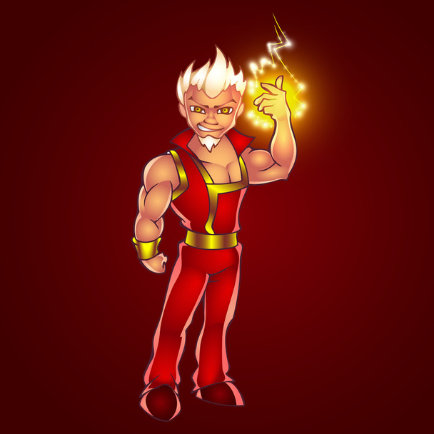 Vektor-Illustration von Cartoon-Mann voller elektrischer Blitze - Vektor, Bild