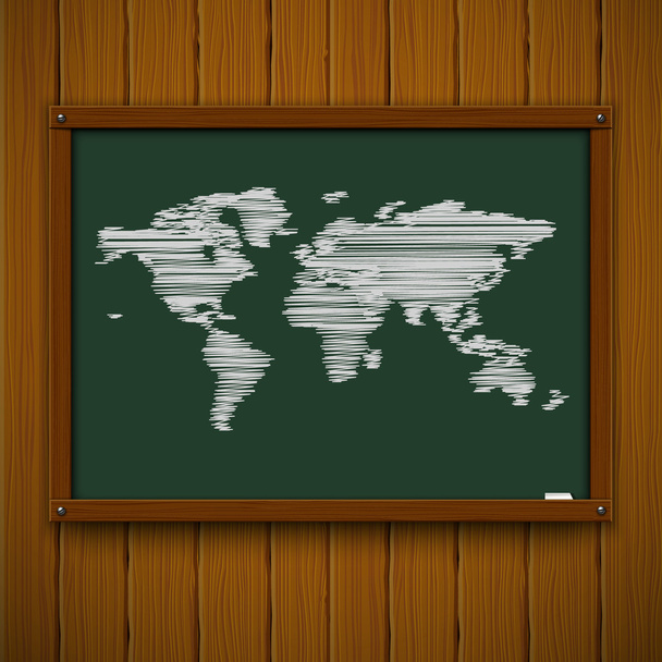 世界地図で木製のフレームワーク - ベクター画像