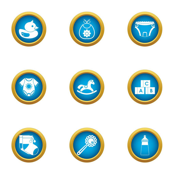Time of growth icons set, flat style - Διάνυσμα, εικόνα
