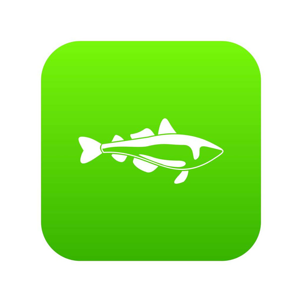 Sea fish icon green vector - Vector, Image