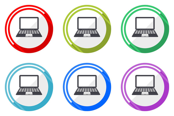 Компьютерные векторные иконки, набор красочных плоских круглых дизайн редактируемых интернет-кнопок в EPS 10 для веб-дизайна и смартфонов приложений
 - Вектор,изображение