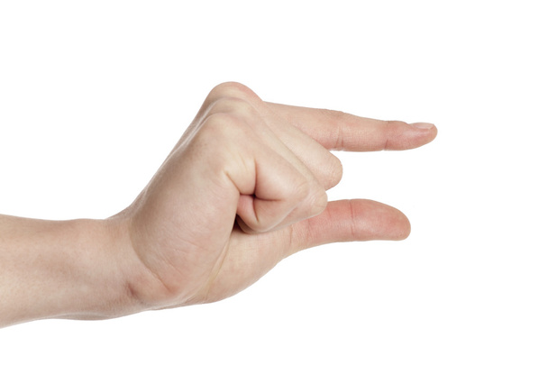 mão mostrando tamanho pequeno
 - Foto, Imagem