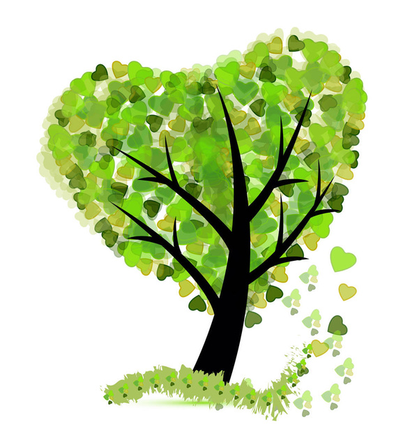 Tree with leafs shaped as a heart icon vector - Vector, Image