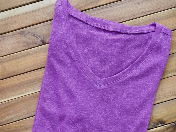 Purple Short Sleeve T-shirts and Clothing Labels - Photo, Image