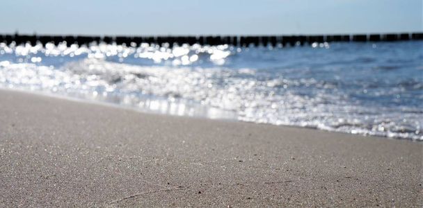 Szene pozadí pláž s pískem a nebe - Fotografie, Obrázek