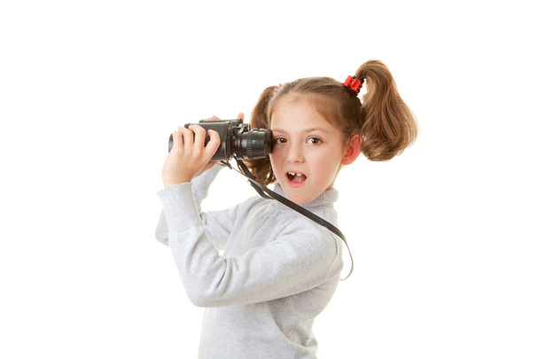 kid with binoculars - Foto, afbeelding