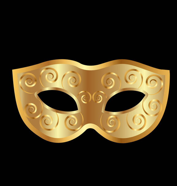 Máscara de carnaval de ouro no fundo preto
 - Vetor, Imagem