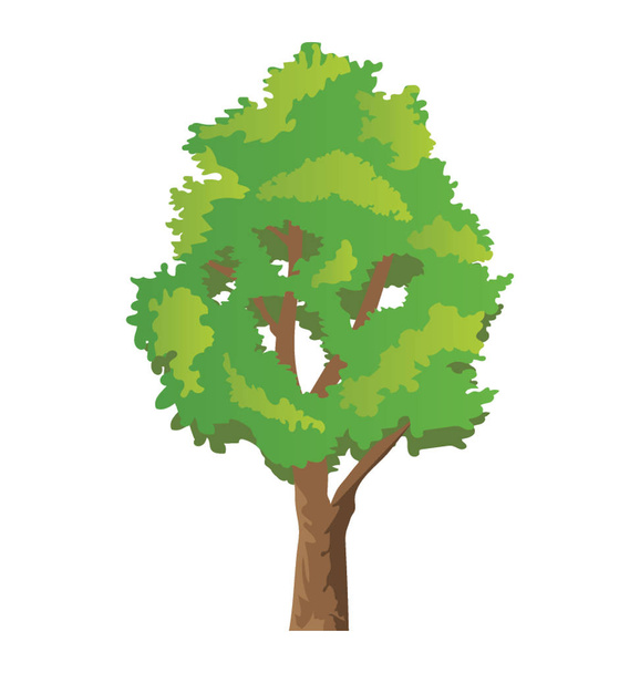 Félig lombhullató elm tree lapos ikon - Vektor, kép