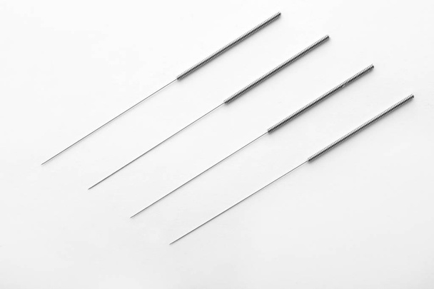 Needles for acupuncture on white background - Fotografie, Obrázek