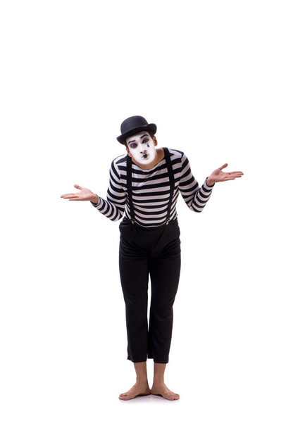 Young mime isolated on white background - Foto, imagen