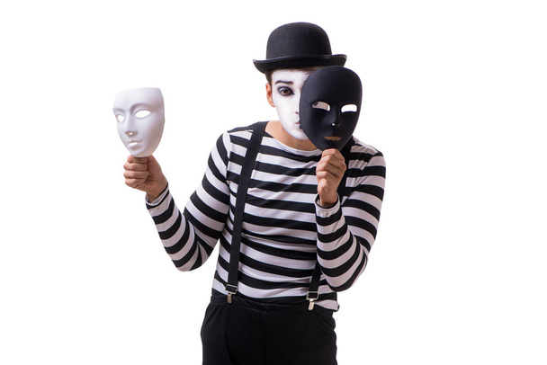 Mime with masks isolated on white background - Photo, Image