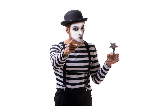 Mime with star award isolated on white background - Photo, Image