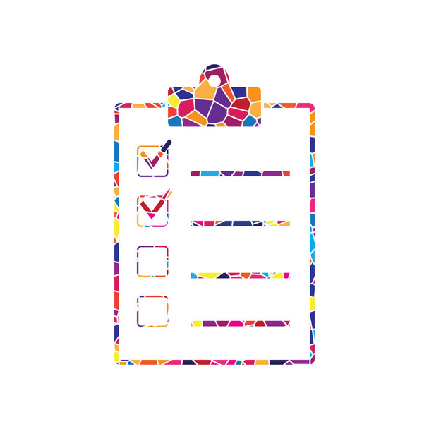 Checklist sign illustration. Vector. Stained glass icon on white - Vector, Image