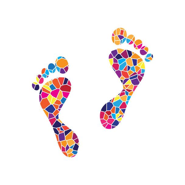 Foot prints sign. Vector. Stained glass icon on white background - Vector, Image