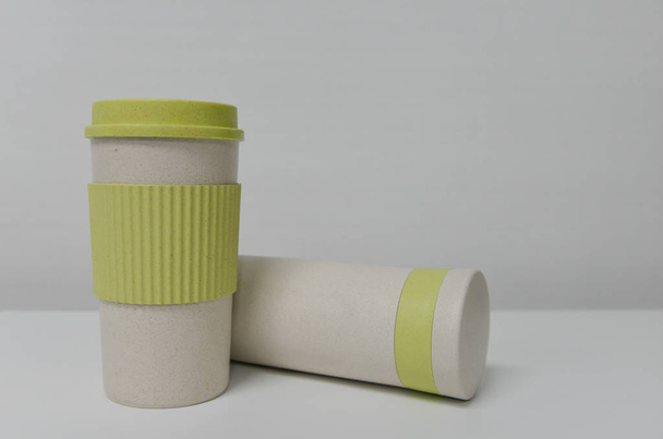 Water mug made from natural material - Fotoğraf, Görsel