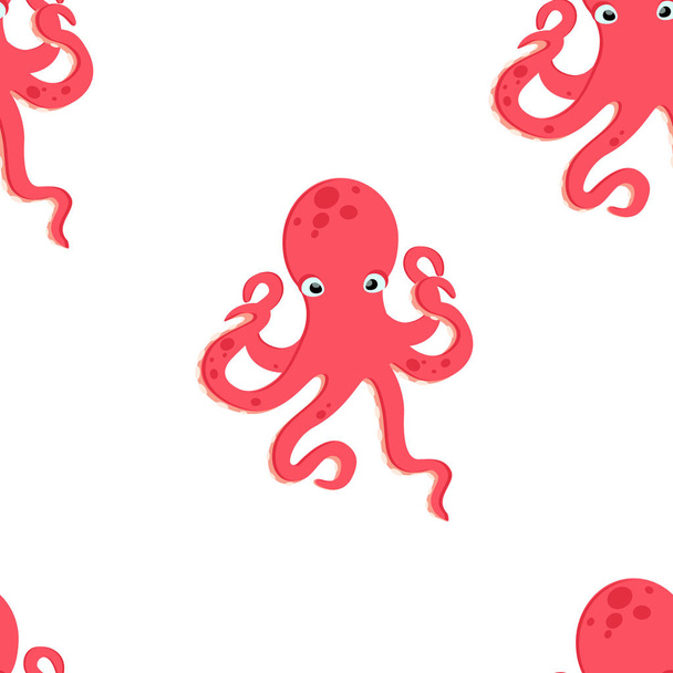 Raster  pattern, background with cute octopus - Foto, Imagem