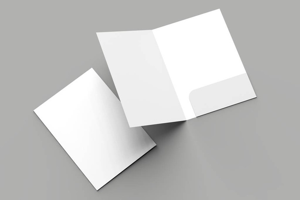 A4 size single pocket reinforced folder mock up isolated on gray background. 3D illustration - Photo, Image