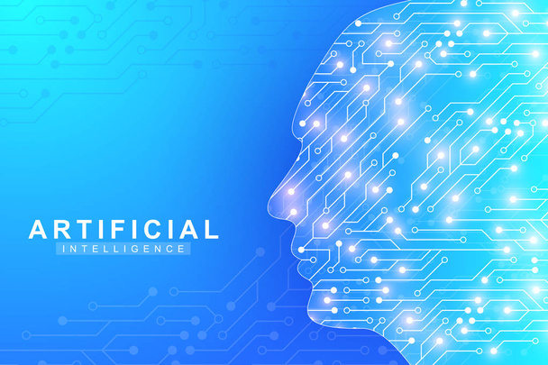 Futuristic Artificial Intelligence and Machine Learning Concept.. Human Big Data Visualization. Wave Flow Communication, Scientific vector illustration - Вектор, зображення