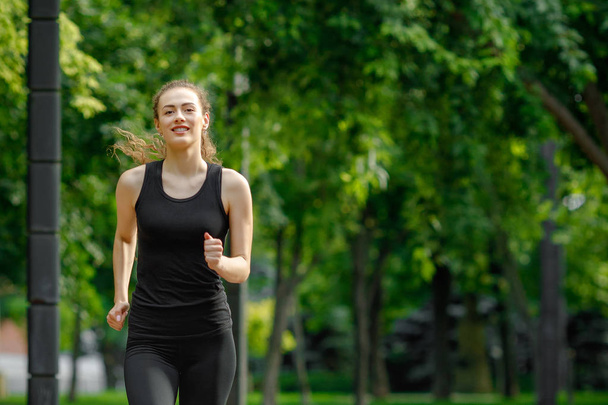 young attractive woman running - 写真・画像