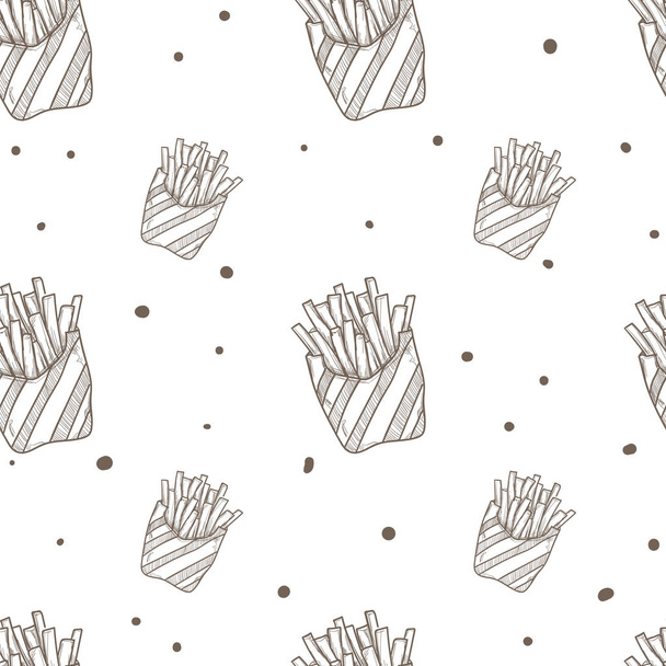 pattern fastfood object graphic background French fries - Vektor, obrázek