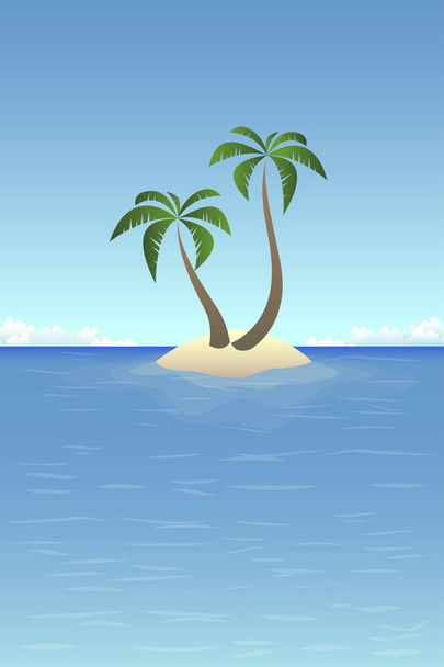 Літній фон - піщаний острів в океані з долонями
 - Вектор, зображення