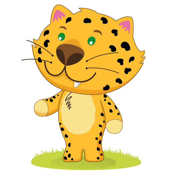 Illustration of a baby leopard, jaguar, mammal, small feline cub. Ideal for educational and informational materials - Διάνυσμα, εικόνα