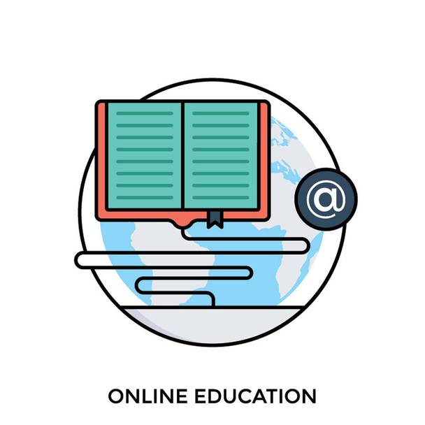 An icon showing book making connection with computer via cable depicting online education  - Vektor, obrázek